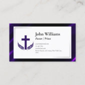 Elegante Paarse Zwarte Kerk Pastor Priest Visitekaartje (Voorkant)