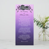 Elegante Paarse zwarte Rozen receptie Menu (Staand voorkant)