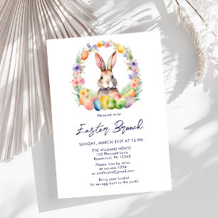 Elegante Paasbrunch Floral Bunny Kaart