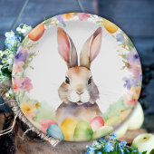 Elegante Paasbrunch Waterverf Bloemenkonijn Papieren Bordje