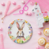 Elegante Paasbrunch Waterverf Bloemenkonijn Papieren Bordje (Feest)
