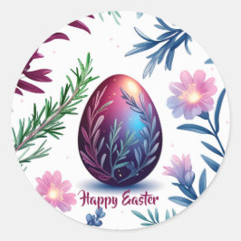 Elegante Paasei Botanische Kunst Ronde Sticker