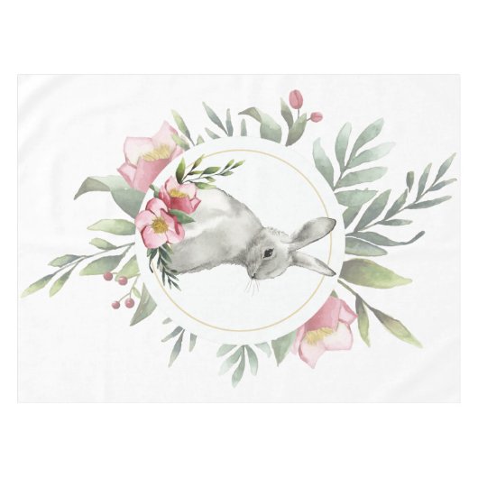 Elegante paashaas bloem tafelkleed (Voorkant (Horizontaal))