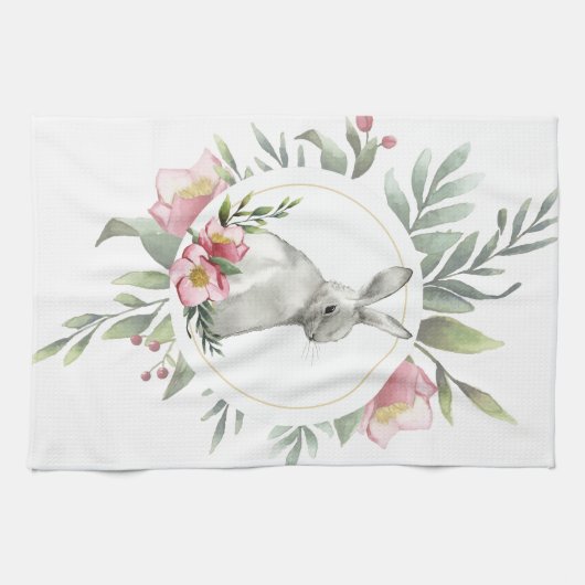 Elegante paashaas bloem theedoek (Horizontaal)