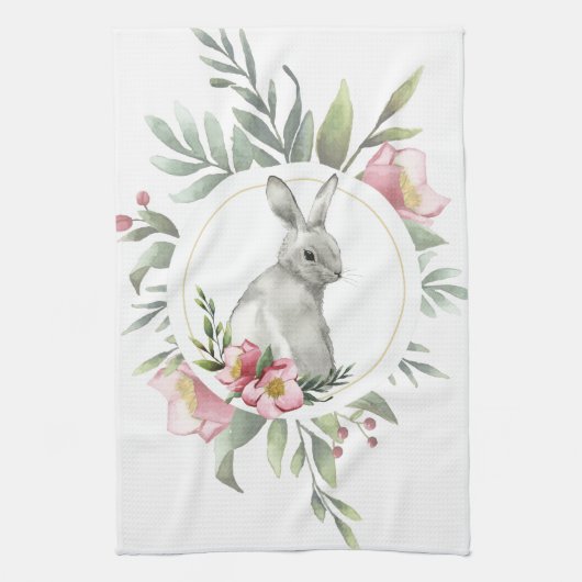 Elegante paashaas bloem theedoek (Verticaal)