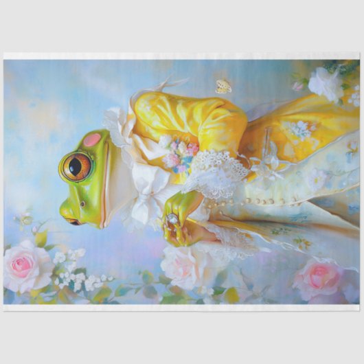 Elegante paaskikker in gele jas Decoupage Tissuepapier (Voorkant)