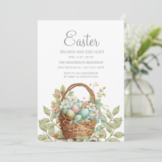 Elegante Paasmand Brunch Egg Hunt Kaart (Staand voorkant)