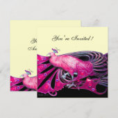 ELEGANTE PAAUW IN FUCHSIA, ROZE, ZWART EN GOUD KAART (Voorkant / Achterkant)