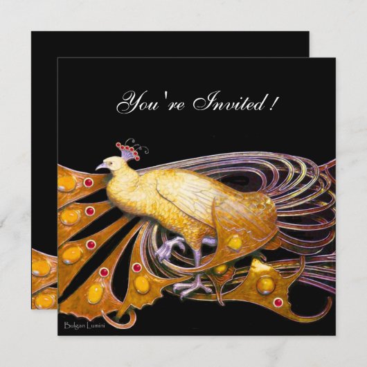 ELEGANTE PAAUW IN GEEL EN ZWART KAART (Voorkant / Achterkant)