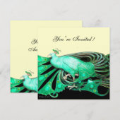 ELEGANTE PAAUW IN GROEN, ZWART EN GOUD KAART (Voorkant / Achterkant)