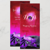 ELEGANTE PAAUW IN PAARS, ZWARTE TROUW MONOGRAM KAART (Voorkant / Achterkant)