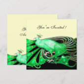 ELEGANTE PAAUWIN ZWART, GROEN EN GOUD KAART (Voorkant / Achterkant)