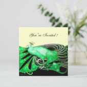 ELEGANTE PAAUWIN ZWART, GROEN EN GOUD KAART (Staand voorkant)