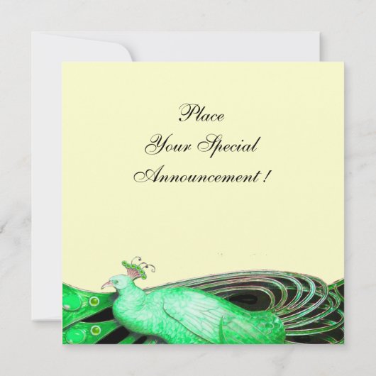 ELEGANTE PAAUWIN ZWART, GROEN EN GOUD KAART (Achterkant)