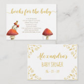 Elegante paddenstoelen en bijen, goudfolie voor ba informatiekaartje (Voorkant / Achterkant)