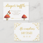 Elegante paddenstoelen en bijen, goudfolieraffel informatiekaartje (Voorkant / Achterkant)