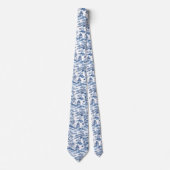 Elegante Pagode Blauwe Chinoiserie Toile Stropdas (Voorkant)