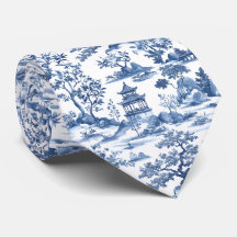 Elegante Pagode Blauwe Chinoiserie Toile