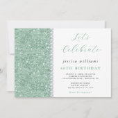 Elegante pailletten & diamanten mintgroene verjaar kaart (Voorkant)