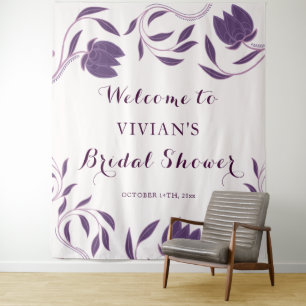 Elegante Paisley Paarse Bruiloft Feestelijke Welko Wandkleed