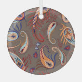 Elegante Paisley Print:  Patroon Glas Ornament (Voorkant)