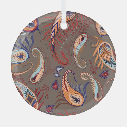 Elegante Paisley Print: Patroon Glas Ornament (Voorkant)