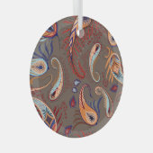 Elegante Paisley Print: Patroon Glas Ornament (Voorkant Rechts)