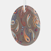 Elegante Paisley Print: Patroon Glas Ornament (Voorkant links)