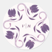 Elegante Paisley Violet Bloemenvelop Seal Ronde Sticker (Voorkant)