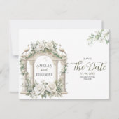 Elegante Paleis Groene Save the Date Kaart (Voorkant)