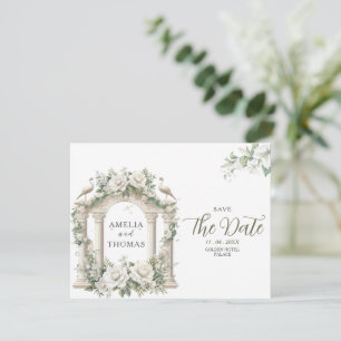 Elegante Paleis Groene Save the Date Kaart