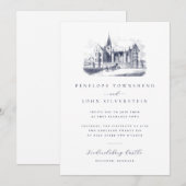 Elegante  Paleistekening Destination Wedding Kaart (Voorkant / Achterkant)