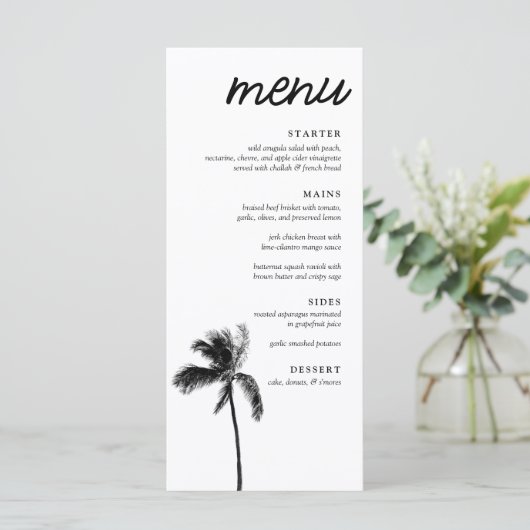 Elegante Palm Tree Bat Mitzvah Diner Menu (Staand voorkant)