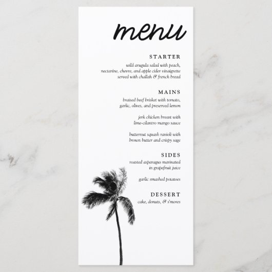 Elegante Palm Tree Bat Mitzvah Diner Menu (Voorkant)