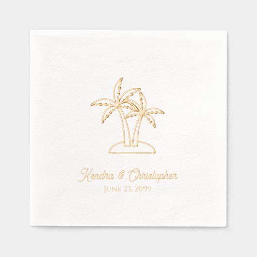 Elegante Palm Tree Custom Gouden Folie Trouwservet Folie Servetten (Voorkant)