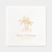 Elegante Palm Tree Custom Gouden Folie Trouwservet Servetten (Voorkant)
