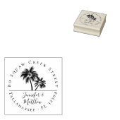Elegante Palm Tree Getrouwd Paar Terugkeer Adres Rubberstempel (Gestempeld)