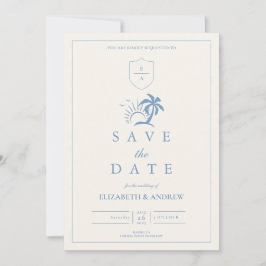 Elegante Palm Tree Hand getrokken bruiloft Save The Date (Voorkant)