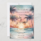 Elegante Palm Tree Sunset Bruiloft uitnodiging (Voorkant)