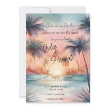 Elegante Palm Tree Sunset Bruiloft uitnodiging