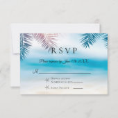 Elegante Palm Tree Tropical Beach Wedding RSVP-kaa RSVP Kaartje (Voorkant)