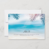 Elegante Palm Tree Tropical Beach Wedding RSVP-kaa RSVP Kaartje (Achterkant)