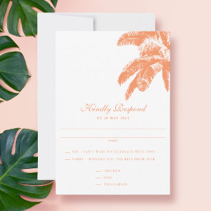 Elegante Palm Tree Tropical Wedding RSVP Kaartje