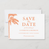 Elegante Palm Tree Tropical Wedding Save The Date (Voorkant)