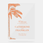 Elegante Palm Tree Tropical Wedding Welkom Acryl Bord (Voorkant)