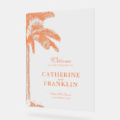 Elegante Palm Tree Tropical Wedding Welkom Acryl Bord (Hoek)