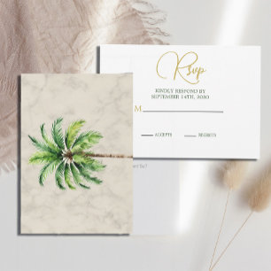 Elegante Palm Tree Waterverf Bruiloft RSVP