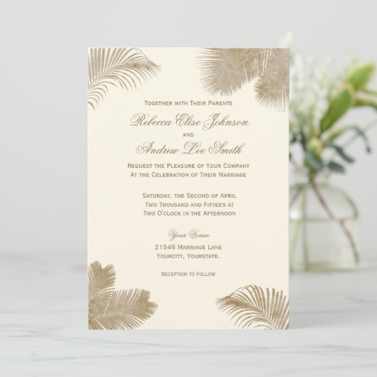 Elegante Palm uitnodiging (Staand voorkant)