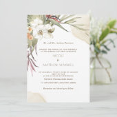 Elegante palmbladeren bloemencrème bruiloft kaart (Staand voorkant)