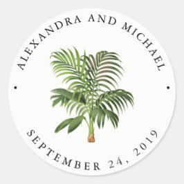 Elegante  palmbladeren | Bruiloft Ronde Sticker
